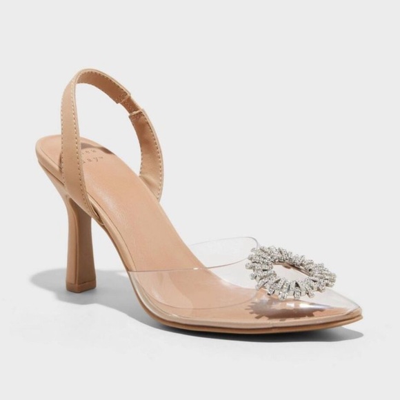 a new day Shoes - A new day clear misty rhinestone sling back pointer heels